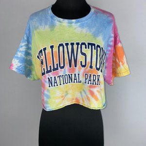 Colortone L Tie Dye Yellowstone National Park Cropped Graphic T-Shirt Tee